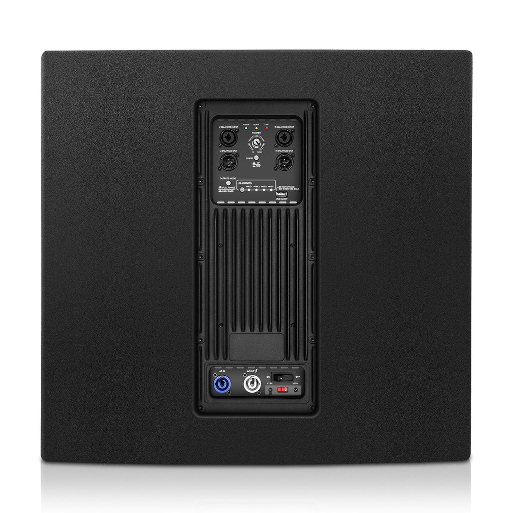 Sound Town CARME-18SPW-PAIR CARME Series 18" 1600 Watts Powered PA DJ Subwoofers with DSP, Plywood Enclosure, Black - Back Panel