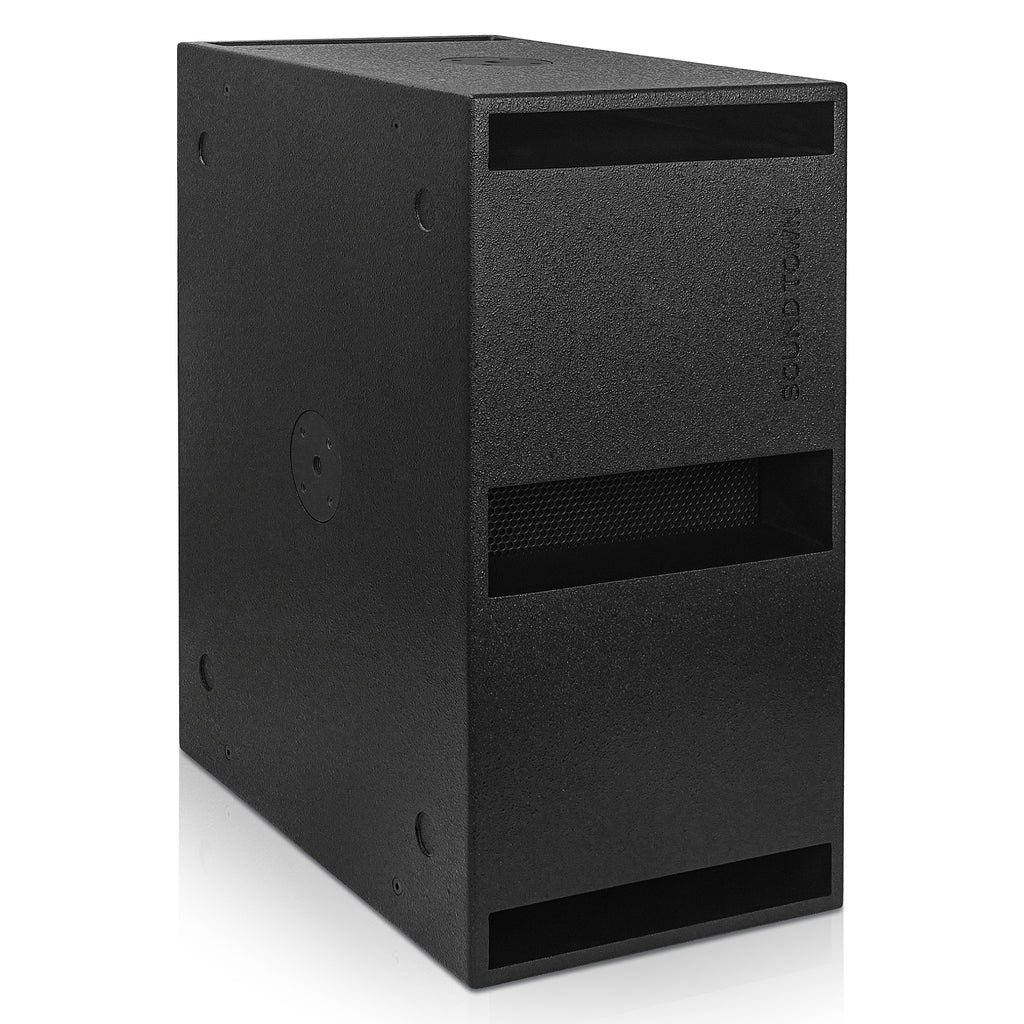 CARME-212SPW2.1 | Dual 12" 2200W Powered PA Folded Horn Subwoofer with 2 Speaker Outputs, DSP, TWS Bluetooth, Birch Plywood, Black - Folded Horn Design