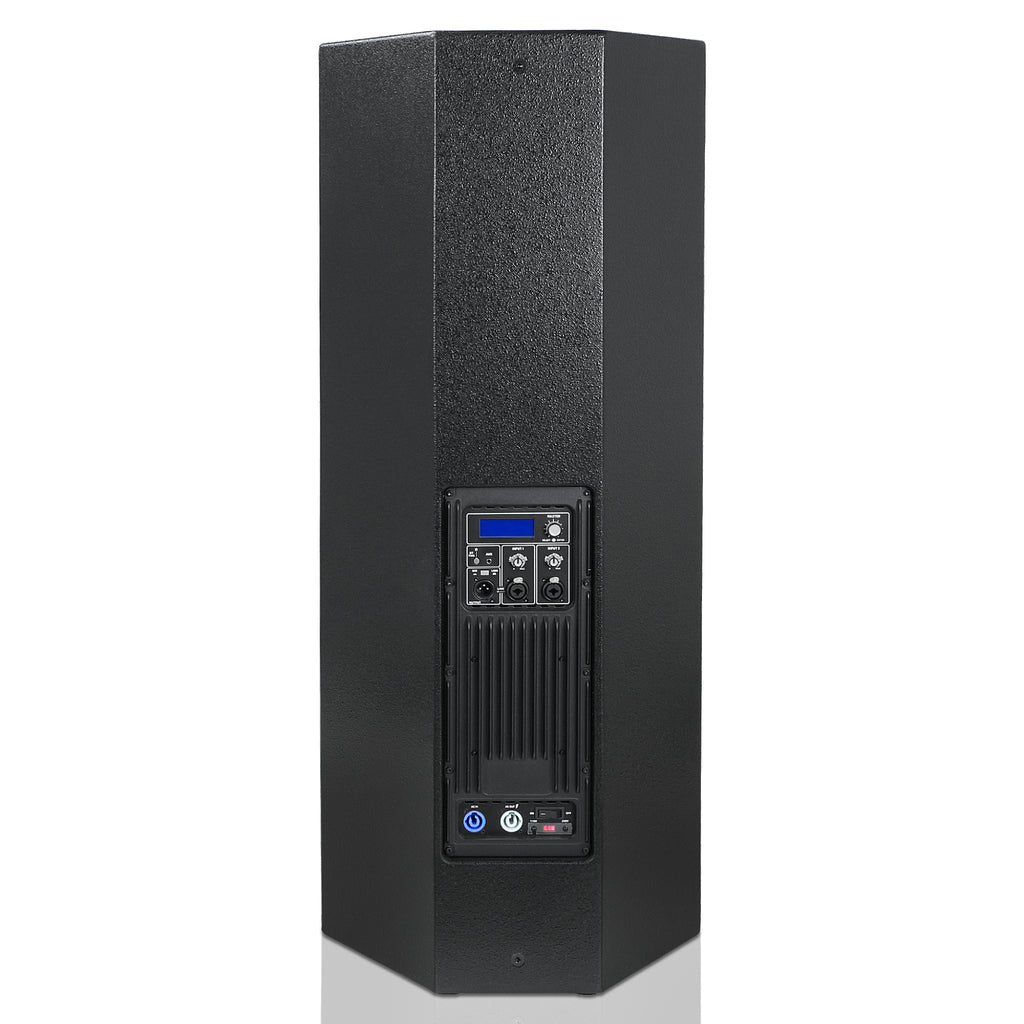 Sound Town CARME-215BPW | Dual 15" 2-Way Class-D Powered Professional PA DJ Loudspeaker with DSP & TWS Bluetooth for Live Sound, Churches, Lounges, Bars, Black - Back Panel 