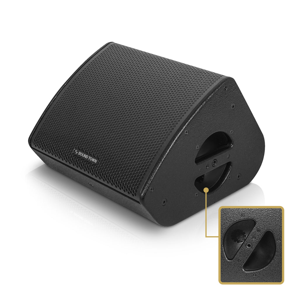 Sound Town CARME-8MM-R | REFURBISHED: CARME SERIES 8" Multipurpose Loudspeaker, w/ Coaxial Compression Driver for Installation, Live Sound, Karaoke, Bar, Church, Black-Recessed Handles