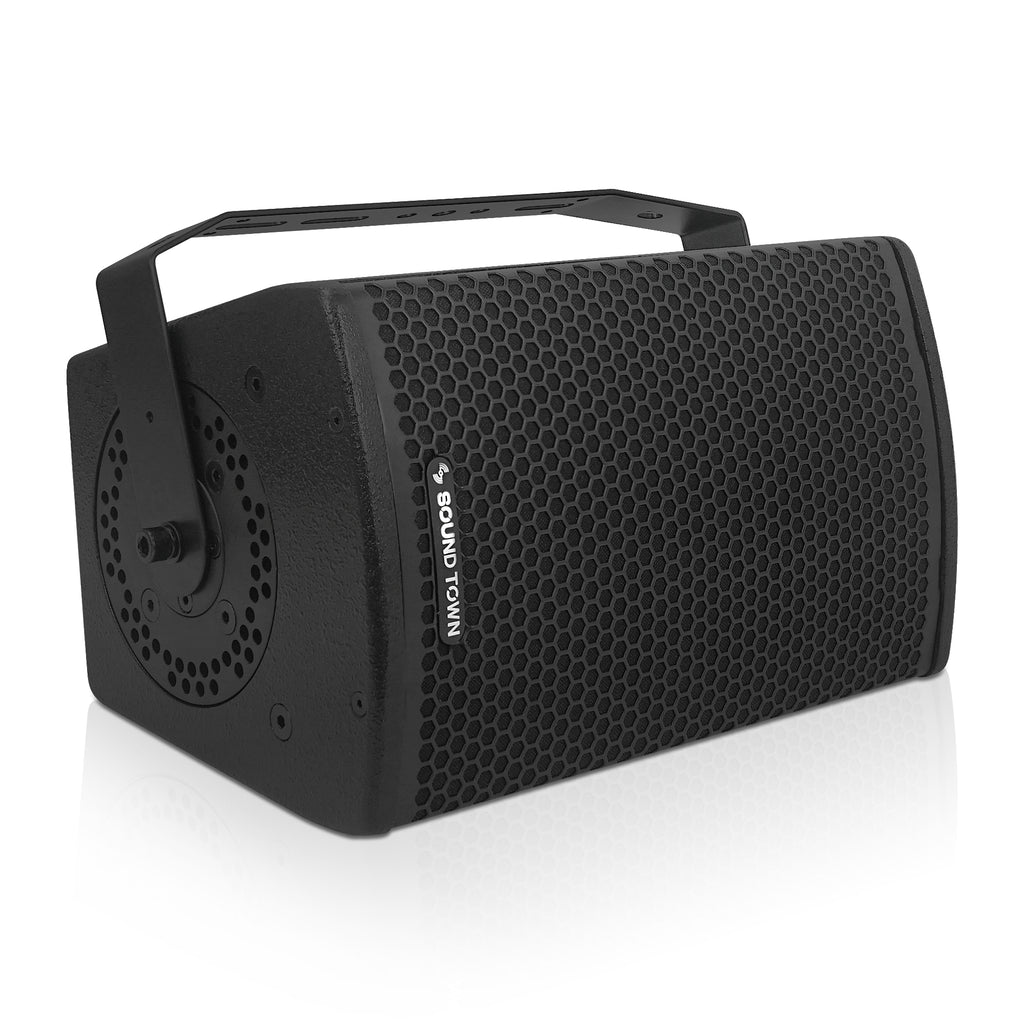 Sound Town CARME-U108BG3 | CARME Series 8" Passive 350W 2-Way Wall-Mount Loudspeaker, Black w/ U Bracket for Commercial Installation, Live Sound, Bar, Church-Horizontal