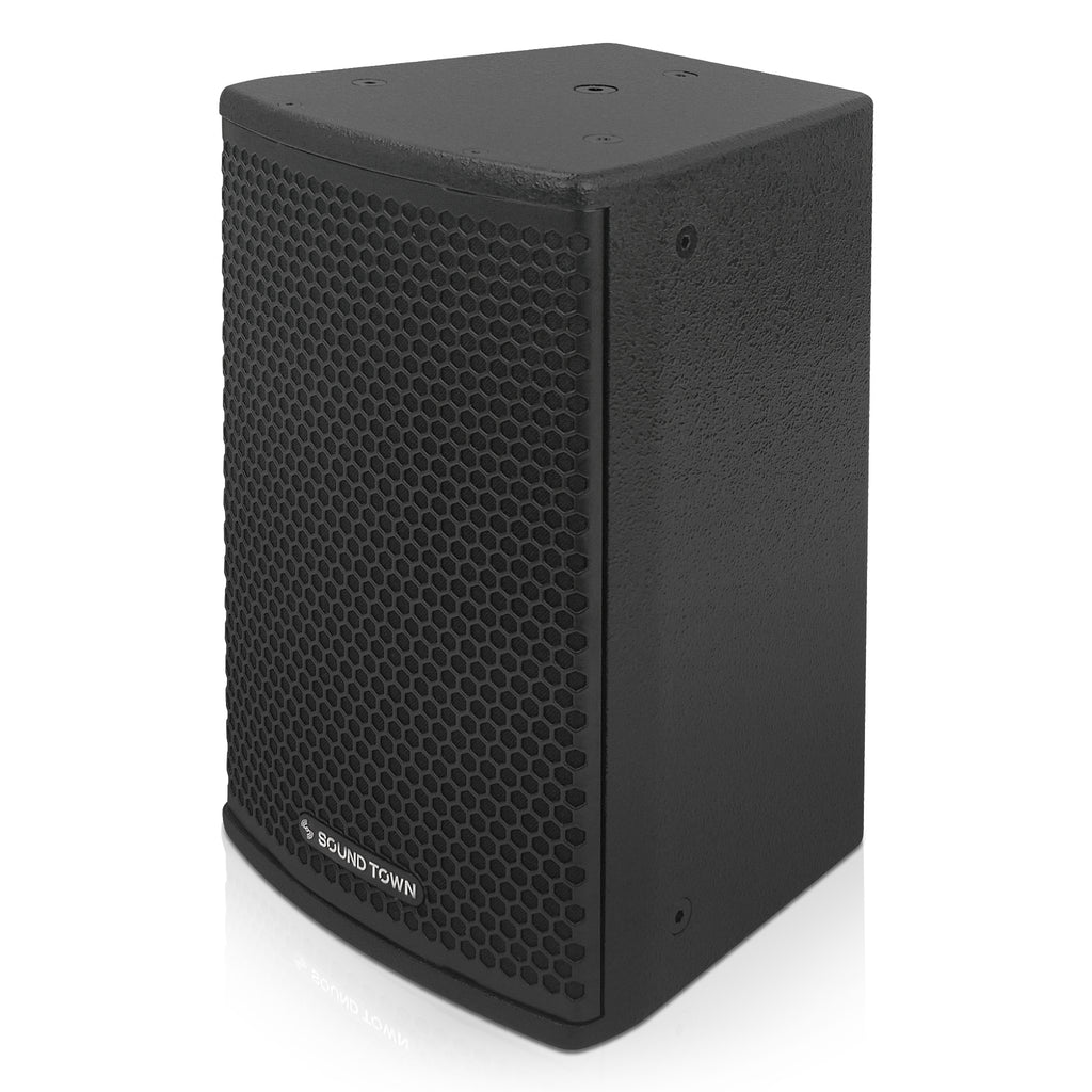 Sound Town CARME-U108BG3 | CARME Series 8" Passive 350W 2-Way Wall-Mount Loudspeaker, Black w/ U Bracket for Commercial Installation, Live Sound, Bar, Church-Left
