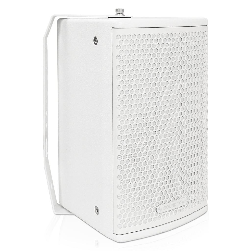 Sound Town CARME-U108WG3 | CARME Series 8" Passive 350W 2-Way Wall-Mount Loudspeaker, White w/ U Bracket for Commercial Installation, Live Sound, Bar, Church-Right Angle