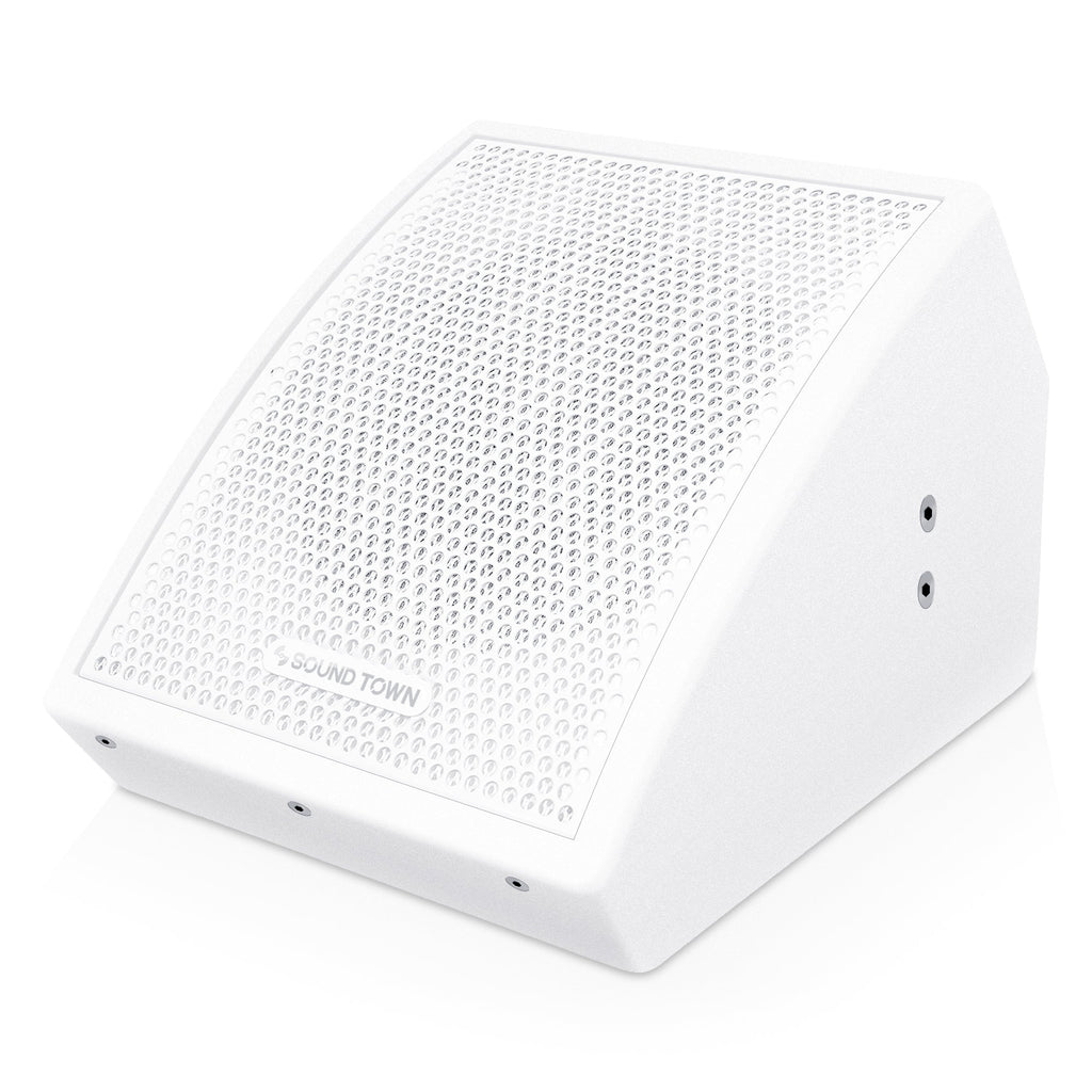 Sound Town CARME-U8MW-R | REFURBISHED: CARME Series 8" Coaxial Passive 2-way Professional PA DJ Stage Monitor Speaker, White with U Mounting Bracket, for Surface-Mount, Installation, Commercial Audio, Live Sound, Bar, Church - 1" Compression Driver