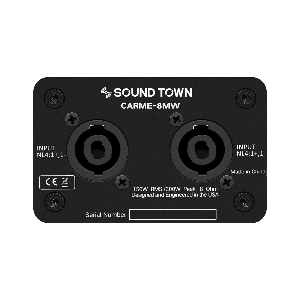 Sound Town CARME-U8MW-R | REFURBISHED: CARME Series 8" Coaxial Passive 2-way Professional PA DJ Stage Monitor Speaker, White with U Mounting Bracket, for Surface-Mount, Installation, Commercial Audio, Live Sound, Bar, Church - Speakon Inputs