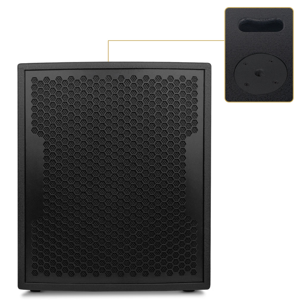 Sound Town CARPO-15SPW | CARPO Series 15” Powered PA Subwoofer with 2 Speaker Outputs, 1600W, LPF, Birch Plywood, Black – M20 Mounting Socket on the Top