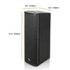Sound Town CARPO-K3PW-R | REFURBISHED: Powered Wall-Mount Column Line Array Speaker w/ 2x5" Woofers, Dual Compression Drivers, Class-D amp, TWS, Birch Plywood, Black - Size and Dimensions