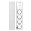Sound Town CARPO-K8WPW | High-Power Powered Wall-Mount Column Line Array Speaker W/ 4x6.5" Woofers, Dual Compression Drivers, Class-D W/DSP, TWS, Plywood, White - Front View with Horn Tweeter