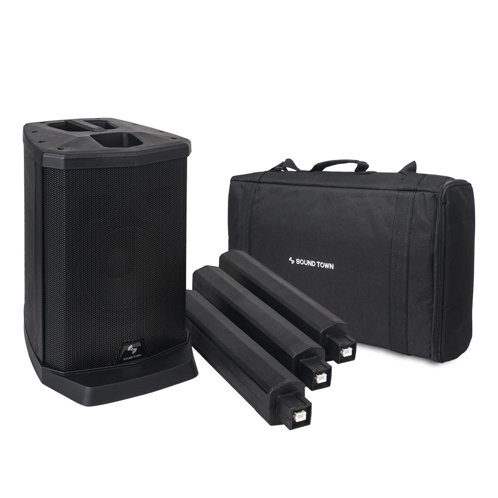 Sound Town CARPO-L1MKT3 Portable Line Array Column PA/DJ System with Sub Bass Module, TWS Bluetooth, Built-in 3-channel Mixer, Carry Bag - Compact & Portable