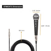 Sound Town CARPO-L2MKT3 3-piece Professional Handheld Dynamic Microphone Kit with Carry Case, Mic Clips, 26ft XLR to 1/4" Audio Cables - Size and Dimensions