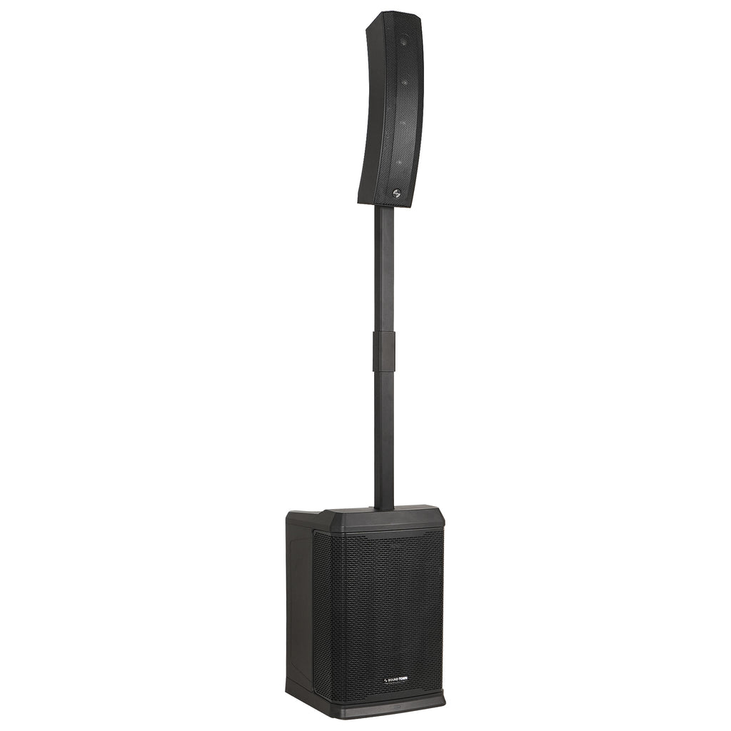 Sound Town CARPO-L3PRO | Portable All-in-One 12" 1200W Powered Column Array PA System w/ Sub Bass Module, 5-Ch, TWS Bluetooth, Onboard DSP, Guitar Effects, Black - Right View
