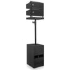 Sound Town CARPO-LA62-12S | Line Array Speaker Set w/ Dual 6.5" Powered Speaker, Dual 6.5" Passive Speaker, 12" Subwoofer, Flying Frame and Stand, Black-Right Angle 