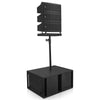 Sound Town CARPO-LA63-212S | Line Array Set w/ Dual 6.5" Powered Speaker, Dual 6.5" Passive Speaker, Dual 12" Subwoofer, Flying Frame and Stand-Right Angle 
