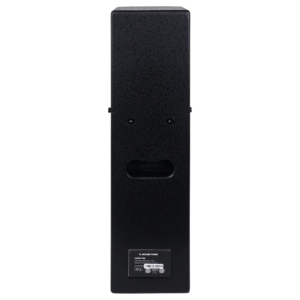 Sound Town CARPO-M12V5 | CARPO Series Pair of Passive Wall-Mount Column Mini Line Array Speakers with 4 x 5” Woofers, Black for Live Event, Church, Conference, Lounge, Installation - Back Panel