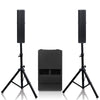 Sound Town CARPO-M12V5 | CARPO Series PA System with Two 500W Passive Line Array Column Speakers and One 12” 1400W Powered Subwoofer with Built-in Mixer, Black