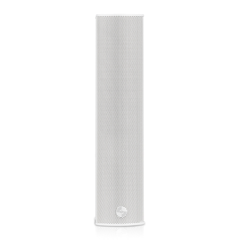 Sound Town CARPO-M42W-R | REFURBISHED: CARPO Series Weather-Resistant Compact Aluminum Line Array Column Speaker with Wall Mount Bracket, 4 x 3" Woofers, 2 x 1.2" Tweeters, White - Front Panel, Commercial Audio