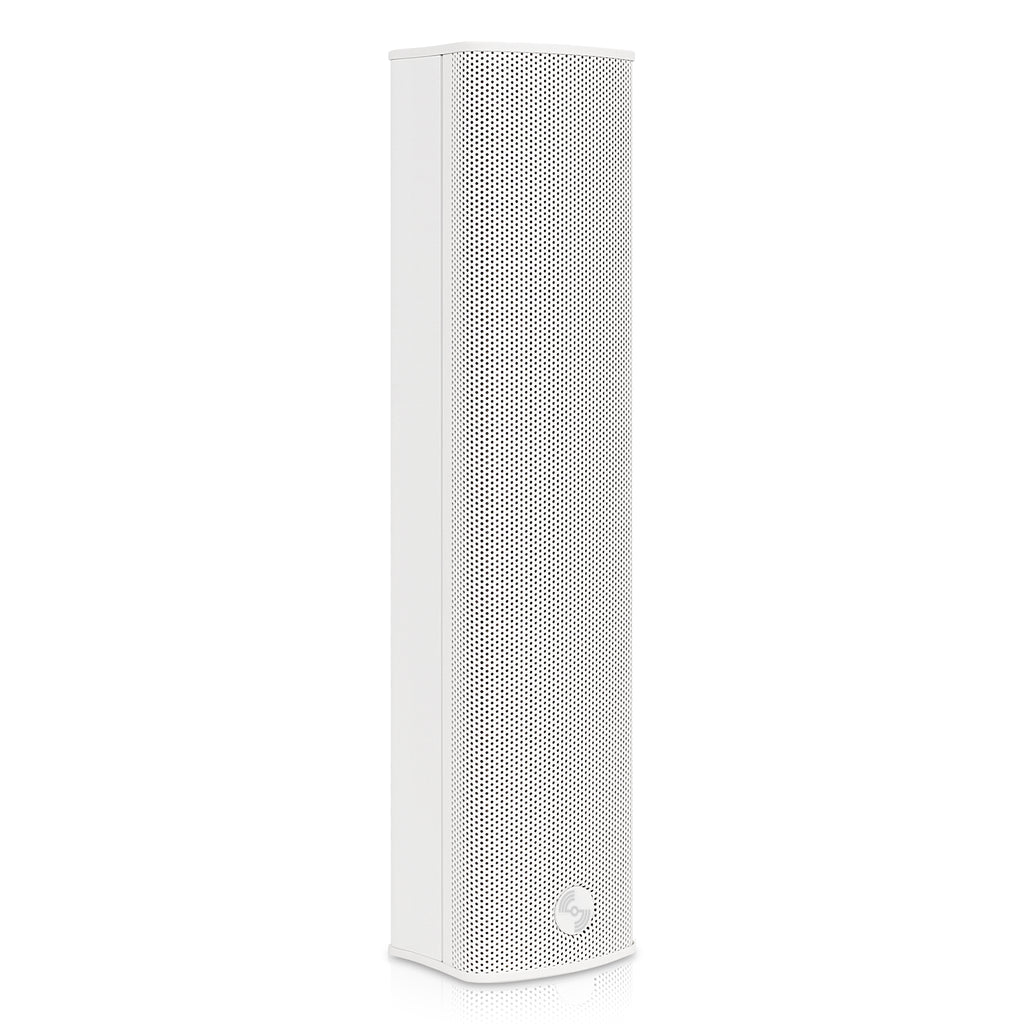 Sound Town CARPO-M42W-R | REFURBISHED: CARPO Series Weather-Resistant Compact Aluminum Line Array Column Speaker with Wall Mount Bracket, 4 x 3" Woofers, 2 x 1.2" Tweeters, White - Right Panel, Lightweight