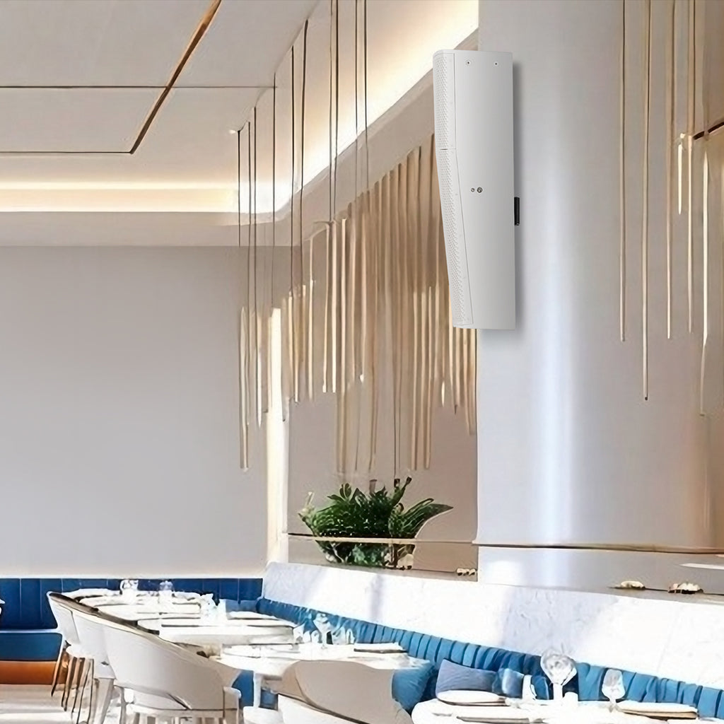Sound Town CARPO-P6SLW | High-Power 900W Passive Slant  Column Line Array Speakers with 4x5" Woofers, Birch Plywood, Asymmetrical Vertical Coverage, White for Commercial Audio Installations