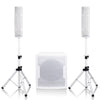 Sound Town CARPO-V4W15 | PA System with Two 500W Passive Column Line Array Speakers and One 15” 1600W Powered Subwoofer-White