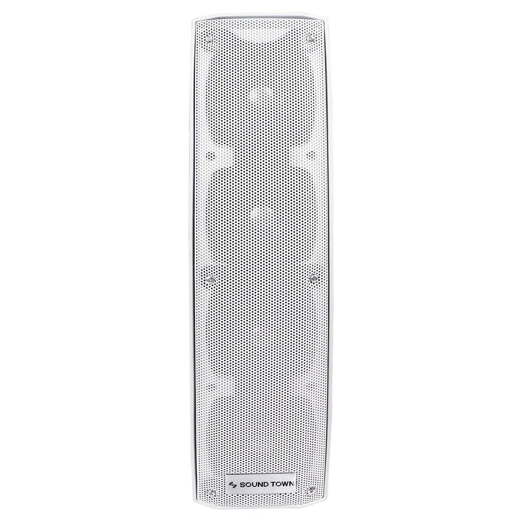 Sound Town CARPO-V4W-R | REFURBISHED: 2-Pack Passive Column Array Speakers w/ 4 X 4“ Woofers, Wall-Mount Brackets for Installation, Church, Conference, White - Front Panel