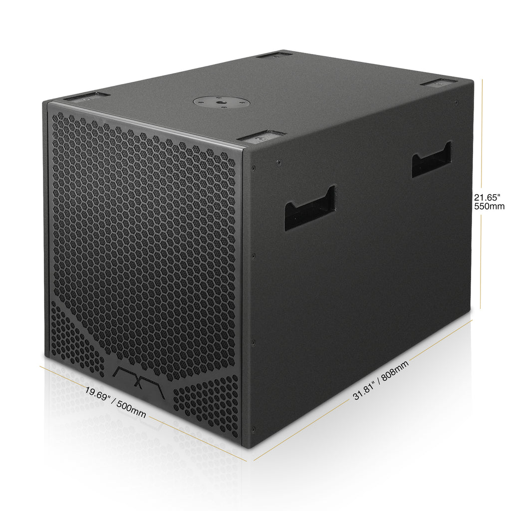 MODE Audio CB-15CS | CB Series High-Performance Passive Cardioid 2500W Subwoofer w/ 15" + 12" LAVOCE Neodymium Drivers, Baltic Birch Plywood, Black - Size & Dimensions