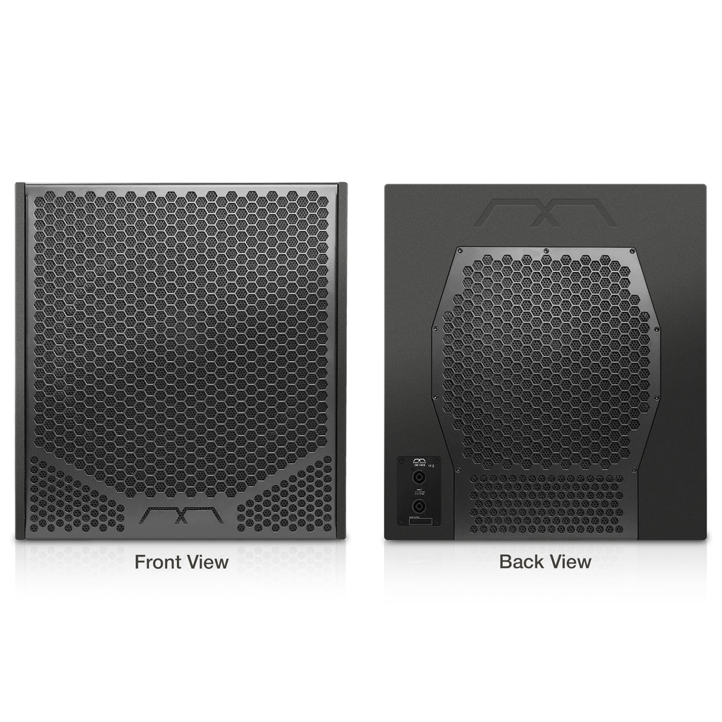 MODE Audio CB-15CS | CB Series High-Performance Passive Cardioid 2500W Subwoofer w/ 15" + 12" LAVOCE Neodymium Drivers, Baltic Birch Plywood, Black - Front and Back Panel
