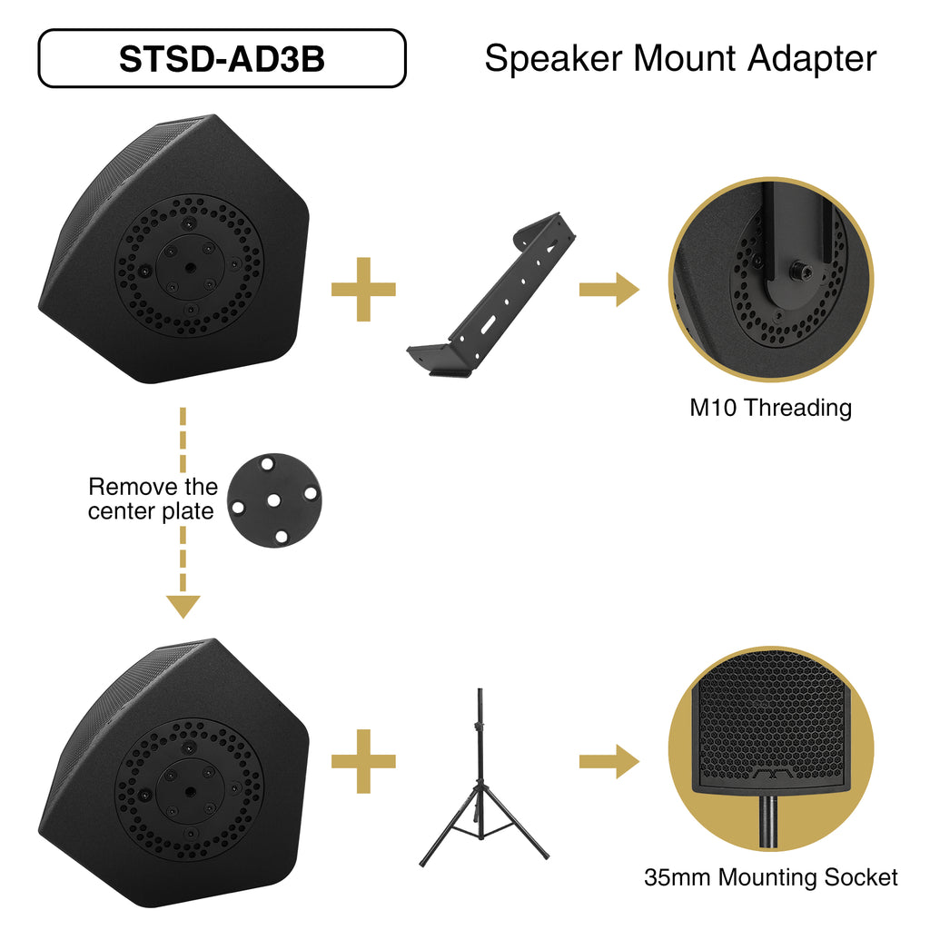 CB-8 | MODE Audio 8" High-Fidelity Passive Full-Range Loudspeaker with Italian FaitalPRO Neodymium Driver, Birch Plywood, Black - Mount Adapter