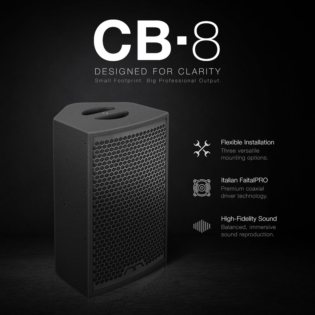 CB-8 | MODE Audio 8" coaxial loudspeaker with Italian FaitalPRO neodymium driver, natural sound reproduction, exceptional intelligibility, and consistent 100° coverage for hospitality, education, houses of worship, immersive applications and performance venues.