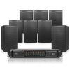 Sound Town ETI8X112B | PA System w/ (8) 12" Loudspeakers, 8-Ch Power Amplifier, Mounting Adapter for Commercial Installation, Birch Plywood, Black