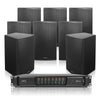 Sound Town ETI8X115B | PA System w/ (8) 15" Loudspeakers, 8-Ch Power Amplifier, Mounting Adapter for Commercial Installation, Birch Plywood, Black