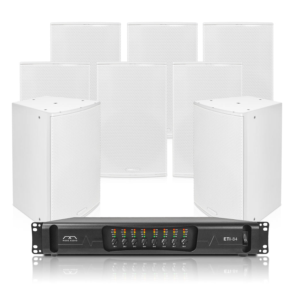 Sound Town ETI8X115W | Passive Installation Speaker System with 8 x Wall-Mount Speakers, 8-Channel Power Amplifier for Commercial Installation