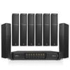 Sound Town ETI8X8P6SLB | PA System w/ 8 Column Array Slant Speakers, U-Brackets, and 8-Channel Power Amplifier for Commercial Installation, Birch Plywood, Black