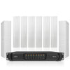 Sound Town ETI8X8P6W | PA System with 8 Column Array Speakers, U-Brackets, and 8-Channel Power Amp for Commercial Installations, Birch Plywood, White 
