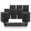 Sound Town ETI8XU108B | PA System with Eight 8" Wall-Mount Speakers and 8-Channel Power Amplifier for Commercial Installations, Birch Plywood, Black 