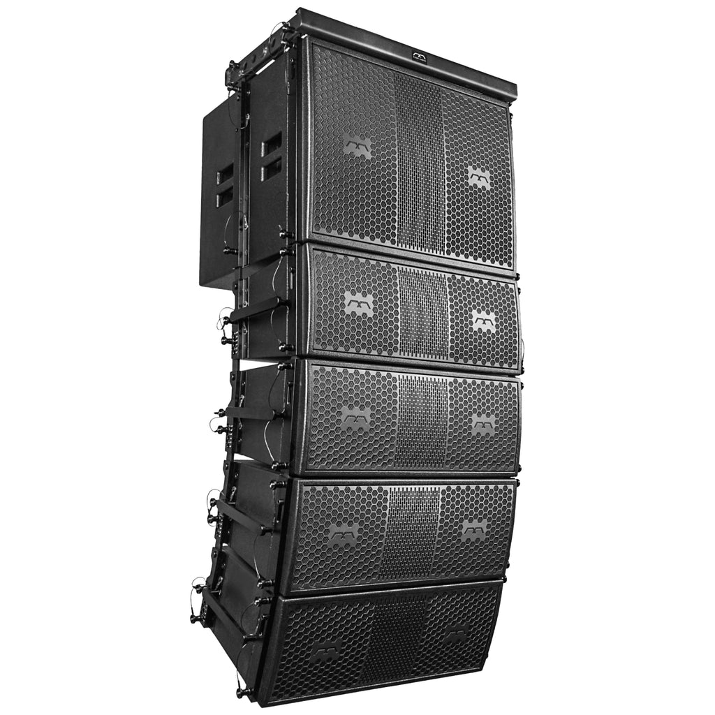 Sound Town FILA-118S208X4 | Passive Line Array Speaker System with One 18-inch Subwoofer, Four Dual 8-inch Line Array Speakers, Black-Left View