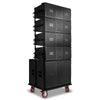 Sound Town FILA-118S208X4OC Passive Line Array Speaker System with One 18-inch Subwoofer, Four Dual 8-inch Line Array Speakers, One Caster Board, Black-Left View