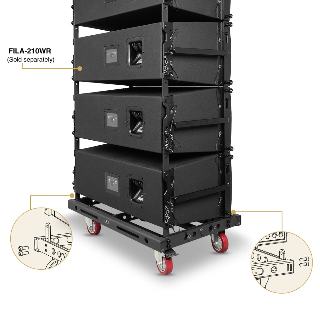Sound Town FILA-210FF | MODE Audio Flying/Ground-Stacking Frame for FILA-210WR Line Array Speaker - Heavy-Duty Swivel Casters Designed for Ground-Stacked Line Array Setups