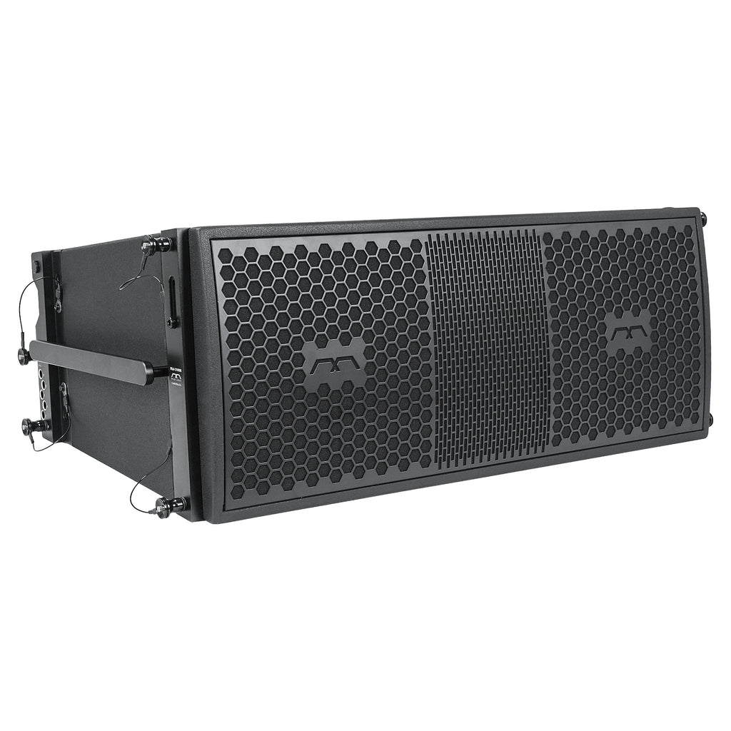 Sound Town FILA-210WR | MODE Audio Weatherproof Outdoor Dual 10″ 1200W Passive Line Array Loudspeaker with Italian Neodymium Drivers, Full-Range / Bi-Amp, Black - Right Angle 