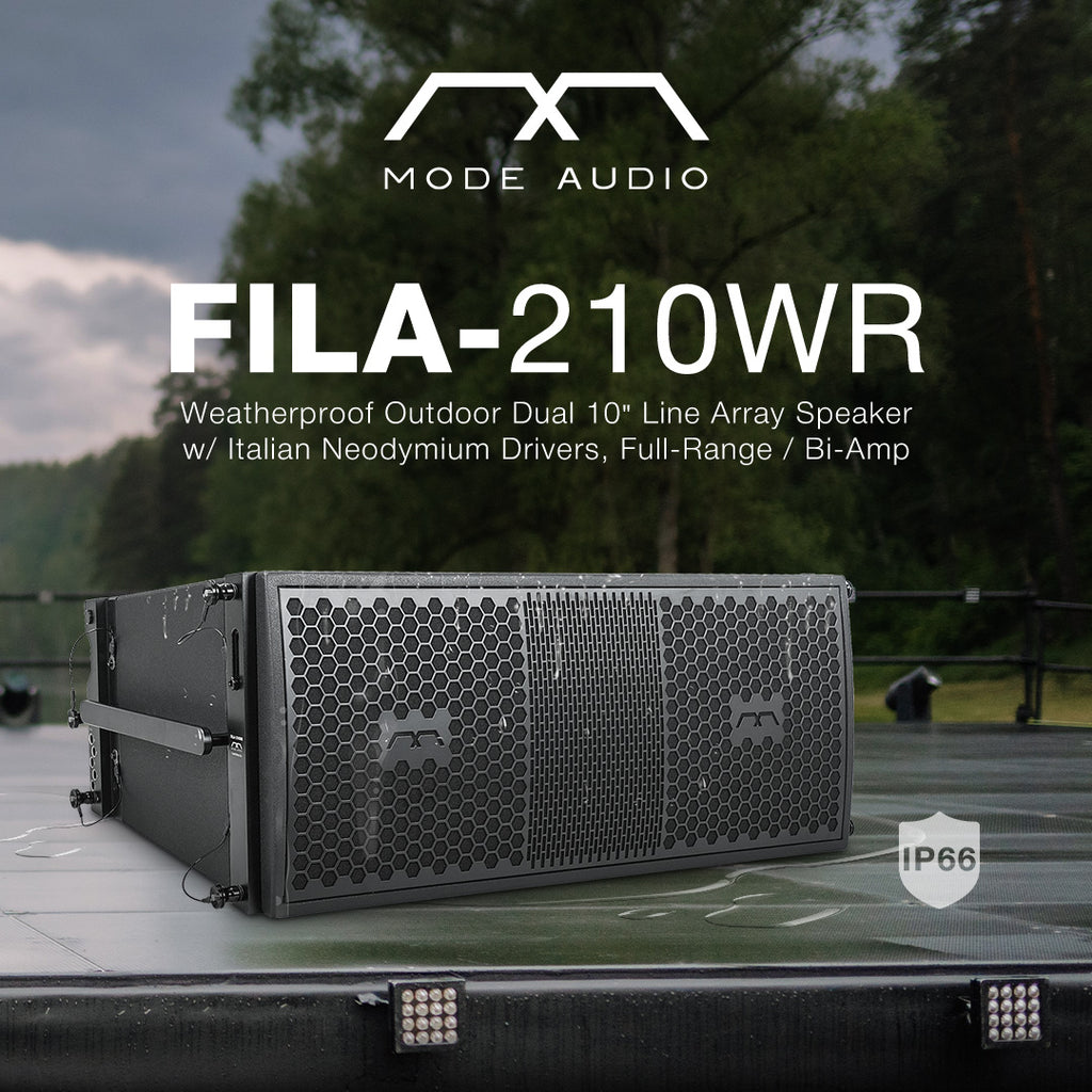 FILA-210WR | MODE Audio Weatherproof Outdoor Dual 10″ 1200W Passive Line Array Loudspeaker with Italian Neodymium Drivers, Full-Range / Bi-Amp, Black - Outdoor Live Events, and Concerts