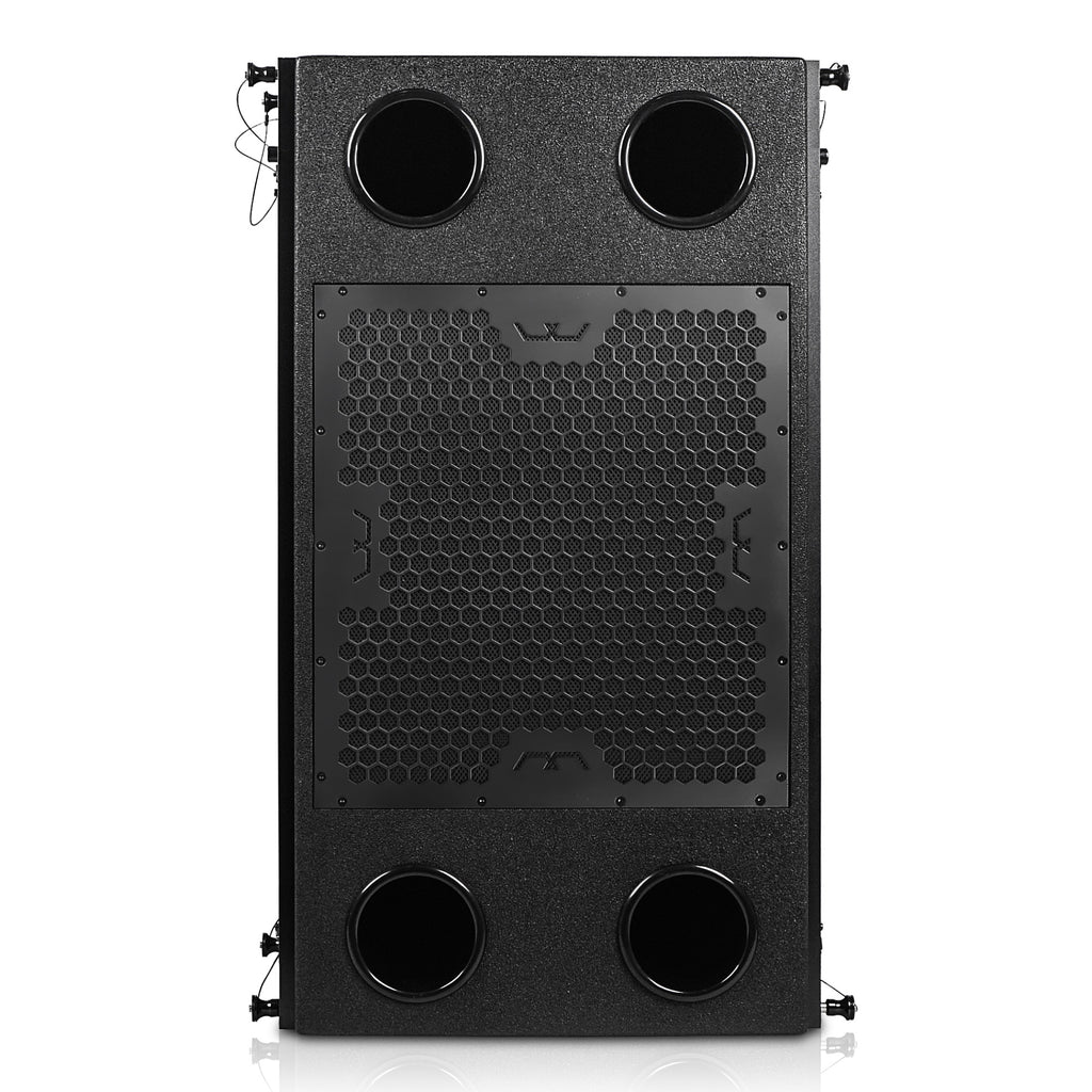 Sound Town FILA-215S10.1X2 | Mode Audio Series 2x15" 4000 Watts High Power Line Array Subwoofer with Built-In Italian Neodymium LF Drivers, Birch Plywood, Black - Front Pannel
