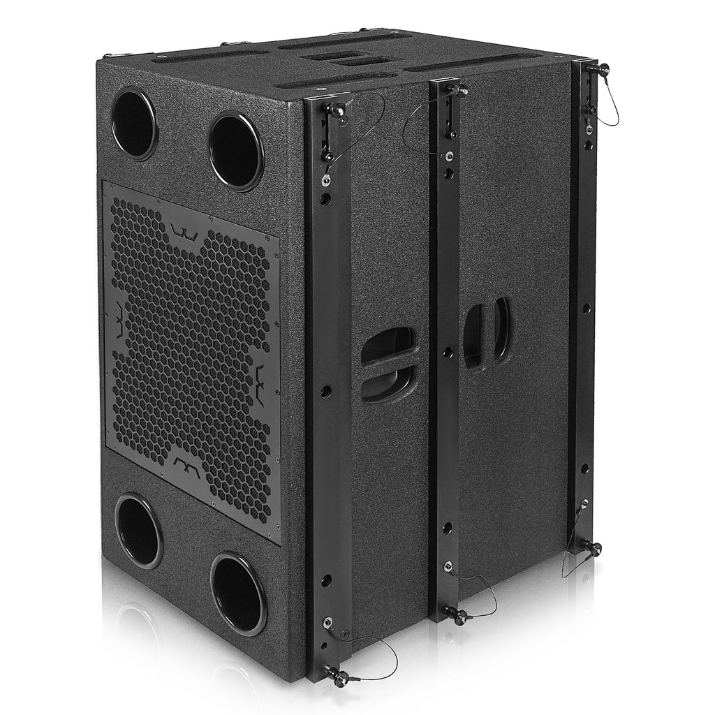 Sound Town FILA-215SB | Mode Audio Series 2x15" 4000 Watts High Power Line Array Subwoofer with Built-In Italian Neodymium LF Drivers, Birch Plywood, Black - Left Pannel