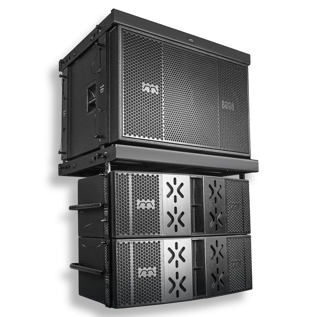 Sound Town FILA-218S12.2X2 | Passive Line Array System with Dual 18-inch Subwoofer, Two Dual 12-inch Loudspeakers, FaitalPRO Drivers, Flying Frames, Black - Right Angle 
