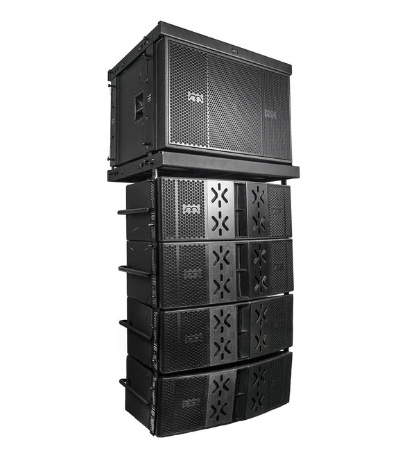 Sound Town FILA-218S12.2X4 | Passive Line Array System with Dual 18-inch Subwoofer, Four Dual 12-inch Loudspeakers, FaitalPRO Drivers, Two Flying Frames, Black - Right Angle 
