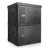 Sound Town FILA-218SBX2 | MODE Audio Two Dual 18" 6400W Passive Line Array Subwoofers w/ Italian Neodymium LF Drivers, Flying Frame, Birch Plywood, Black - Right Angle 