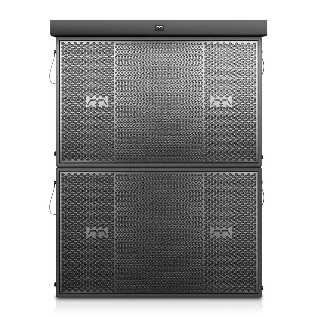 Sound Town FILA-218SBX2 | MODE Audio Two Dual 18" 6400W Passive Line Array Subwoofers w/ Italian Neodymium LF Drivers, Flying Frame, Birch Plywood, Black - Front 
