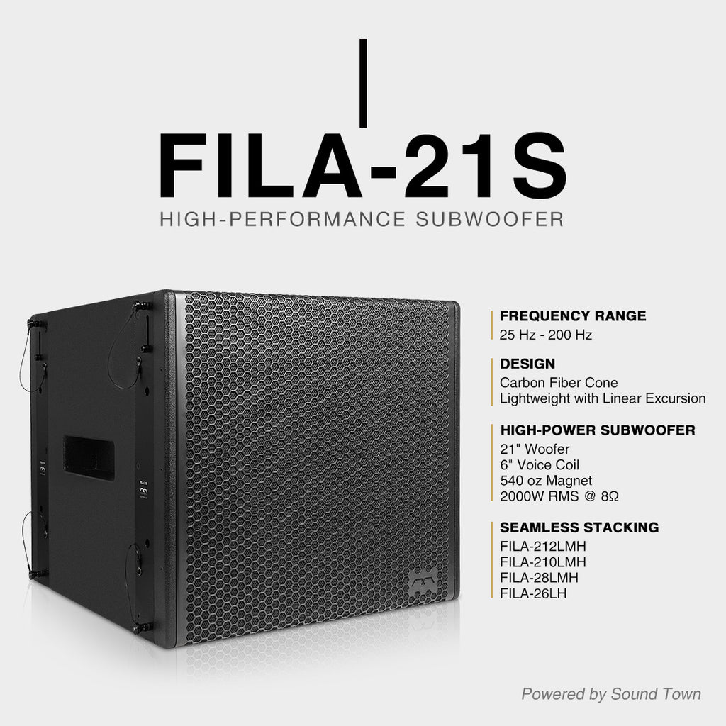 Sound Town FILA-21S Mode Audio 21-inch 4000W Subwoofer 6-Inch Voice Coil 540 oz Magnet Carbon Fiber Cone for Live Events 