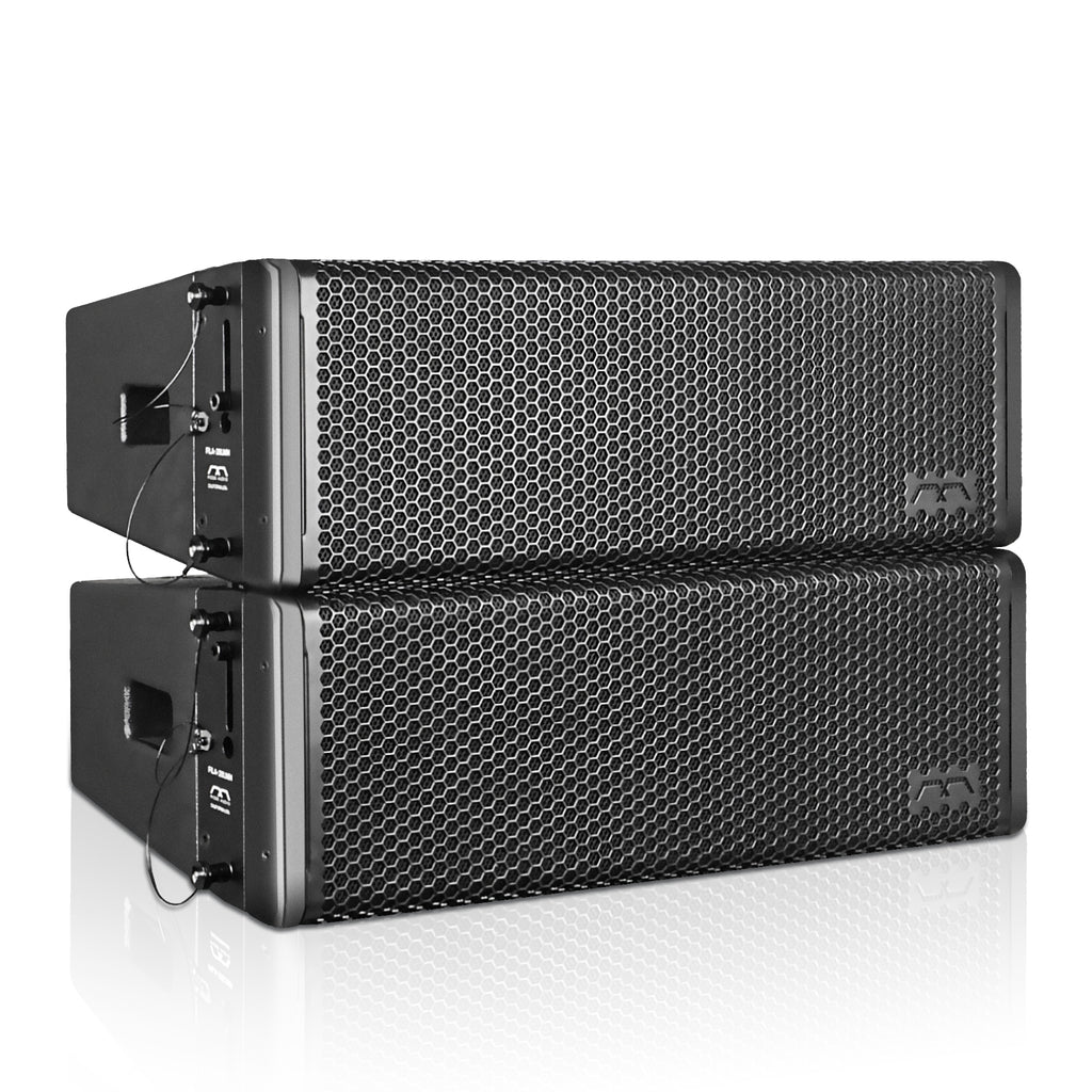 Sound Town FILA-28LMH-PAIR | Pair of Dual 8" 3-Way 1900W Full-Range Variable Curvature Line Array Loudspeaker, w/ Coaxial Drivers, Bi-Amp, Baltic Birch Plywood, Black