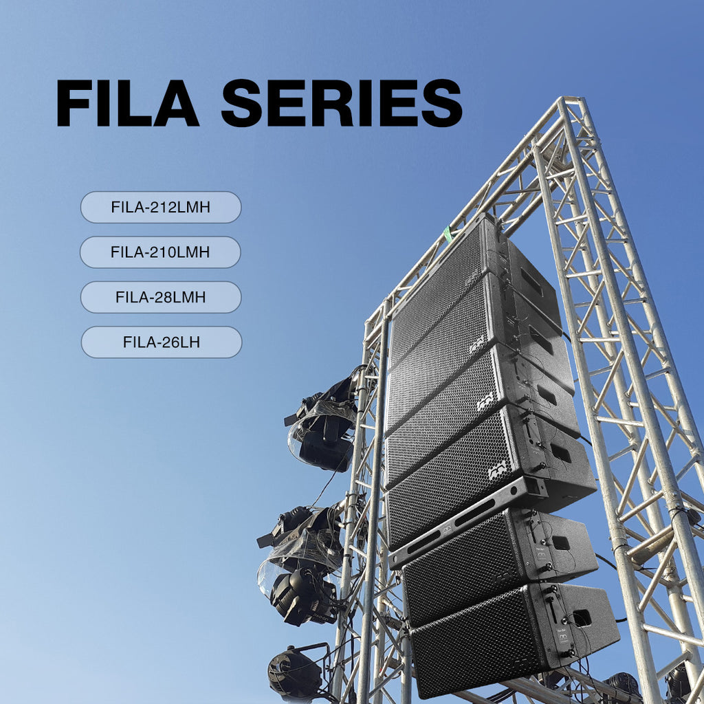 MODE Audio FILA Series Line Array Loudspeakers with Neodymium Drivers and Woofers: FILA-212LMH, FILA-210LMH, FILA-28LMH, and FILA-26LH - Hybrid Systems, Mix and Match