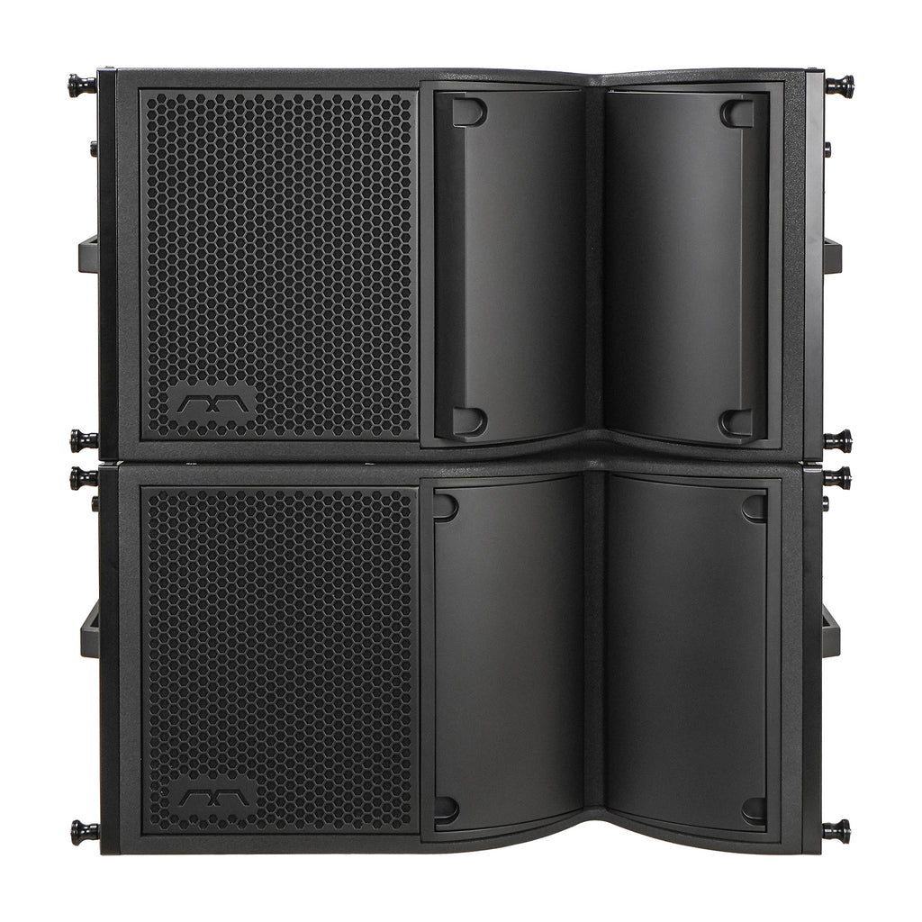 MODE Audio FILA-VA12-PAIR | MODE Audio Pair of 12" 1220W Weatherproof Line Array Loudspeakers w/ Variable Waveguide, LAVOCE Drivers, Bi-Amp, Black - Front Panel