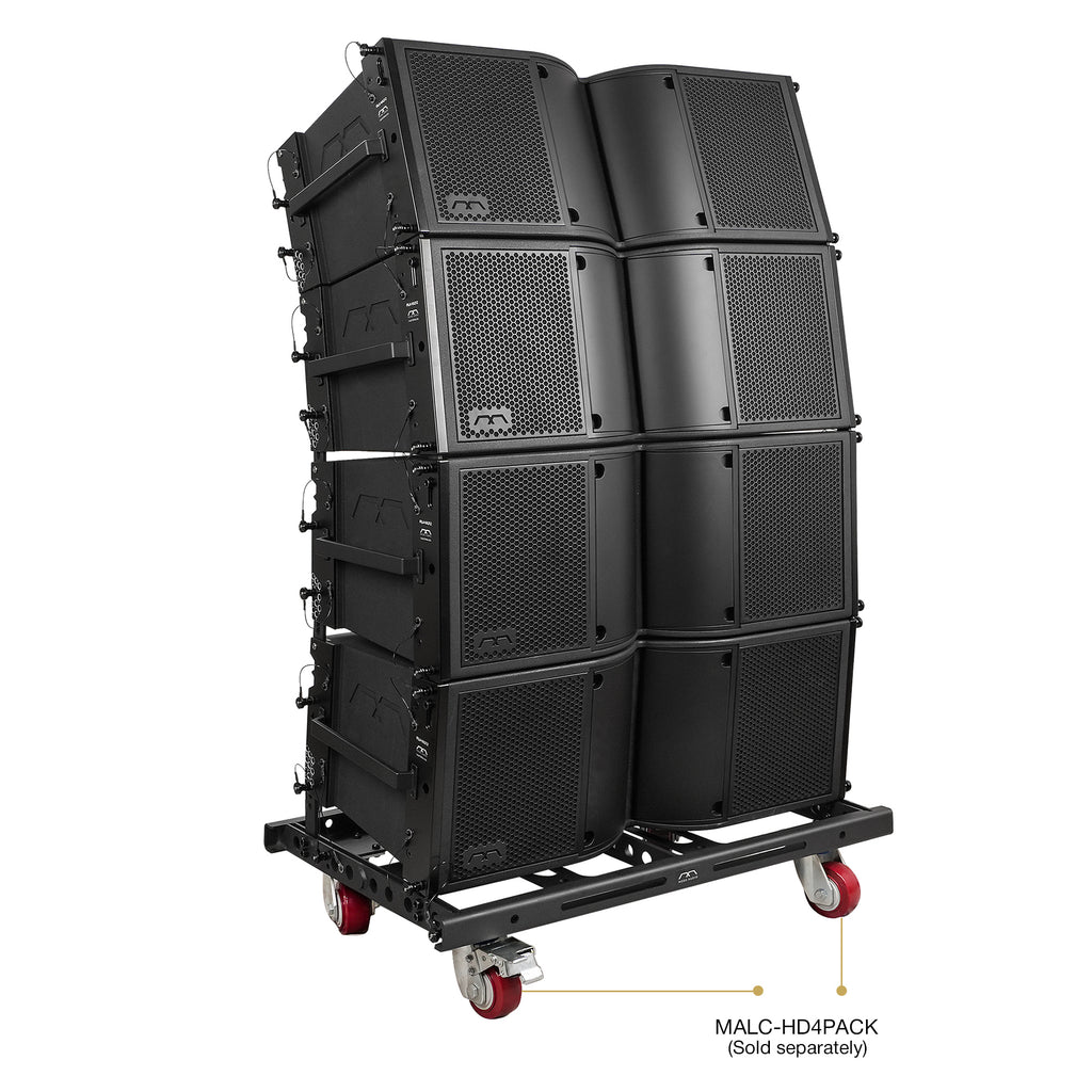 MODE Audio FILA-VA212X4 | MODE Audio Four Dual 12" 2220W Weatherproof Line Array Loudspeakers w/ Flying Frame, Variable Waveguide, LAVOCE Drivers, Bi-Amp, Black - Casters, Sold Separately